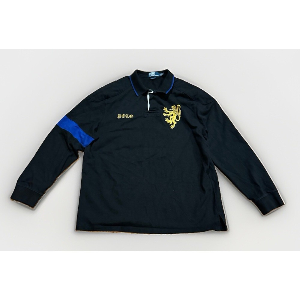 Vintage Polo Ralph Lauren Rugby Lion Crest Old English Spell Out Shirt XXL RRL